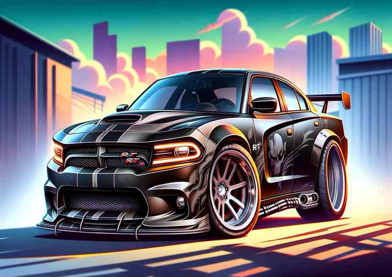 Dodge Charger style in black cartoon