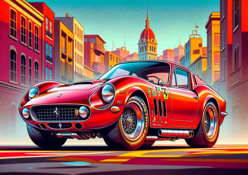 Ferrari 365 GTB 4 Daytona style in red cartoon