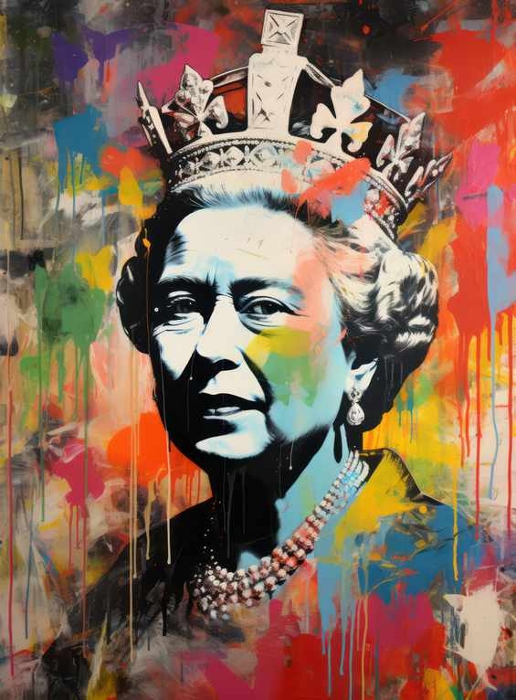 A painting of the queen graffiti style