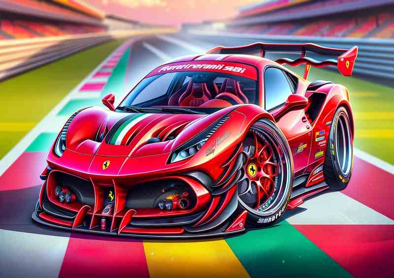 Ferrari 488 Pista Extreme Red Metal Poster
