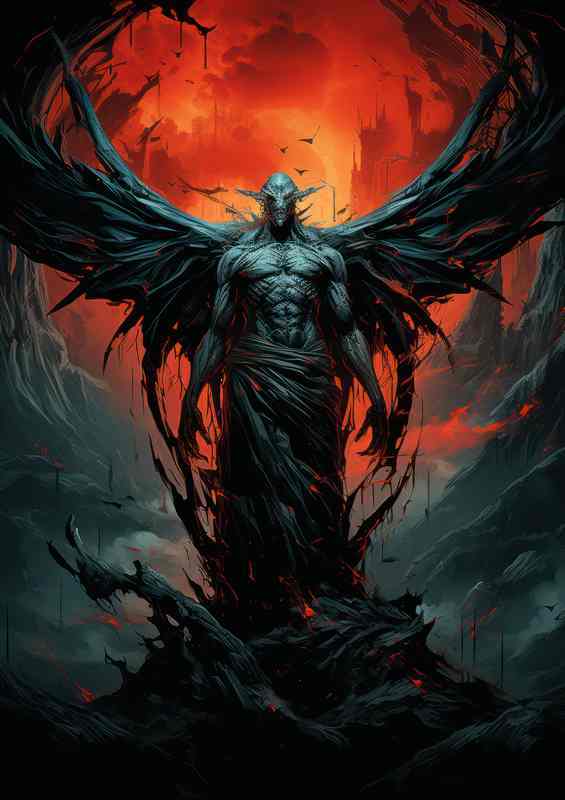 Demon wings and a red moon