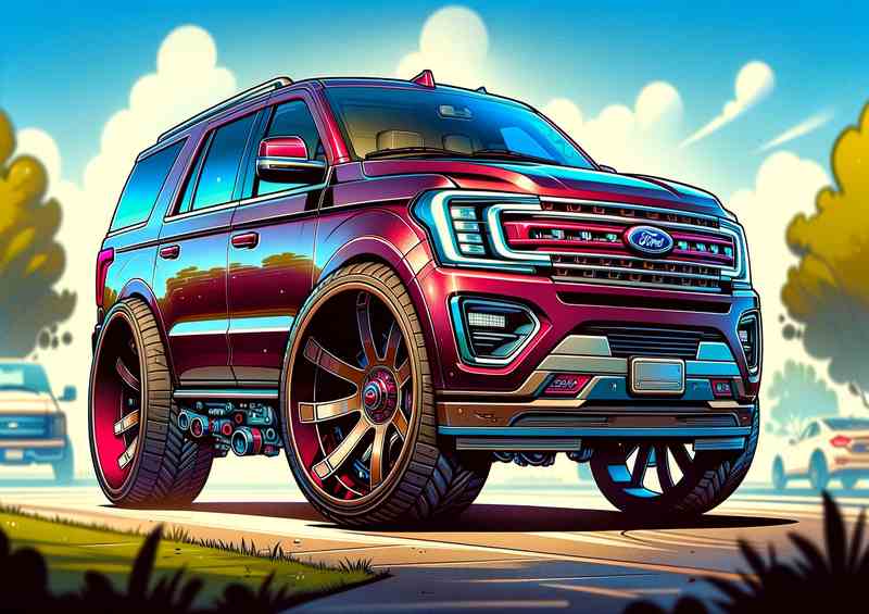 Expedition 4x4 Big Wheels Red Paint Metal Poster