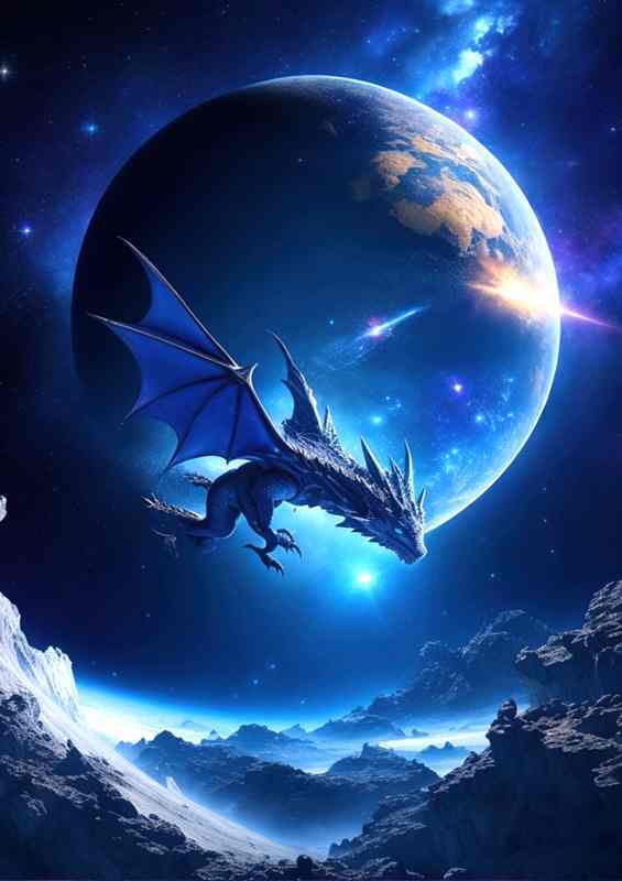 Detailed space scene with the mighty dragon