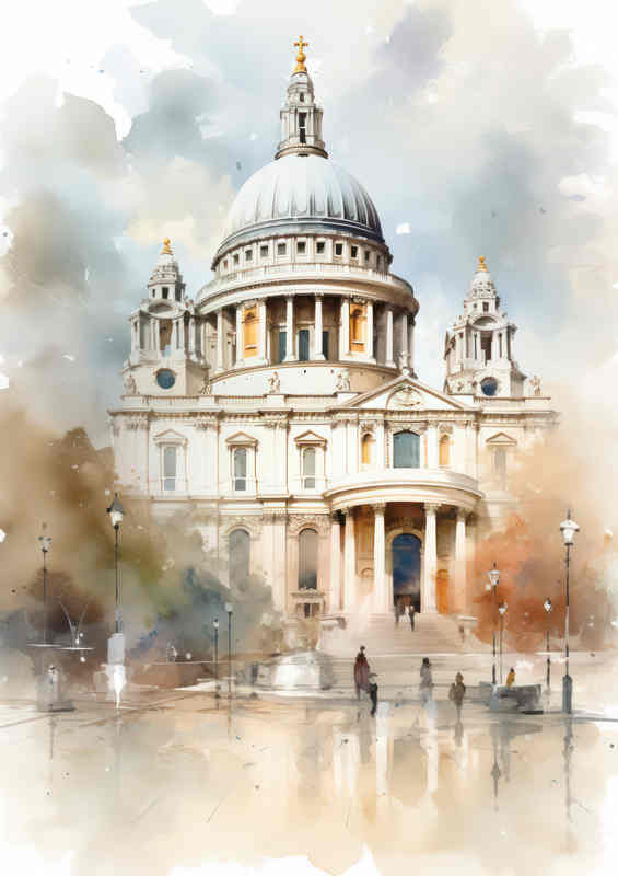 Watercolor style of saint pauls in the london city
