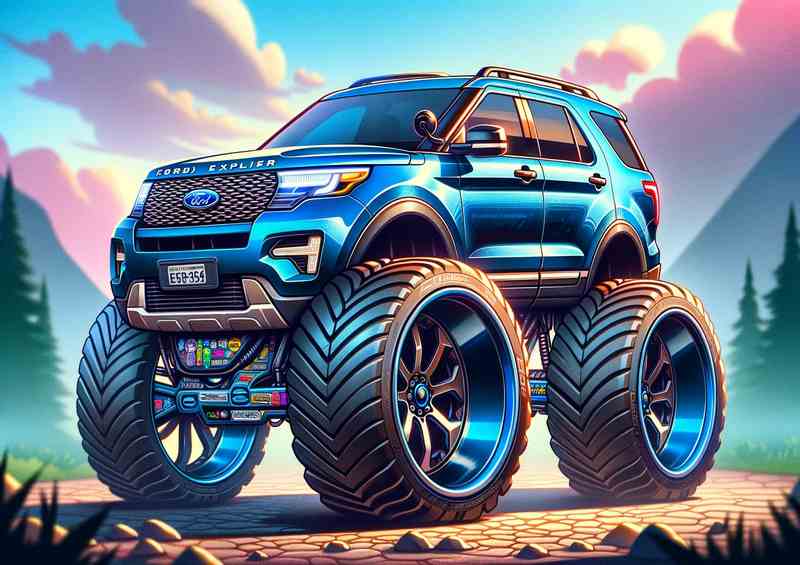 Ford Explorer with extremely exaggerated features