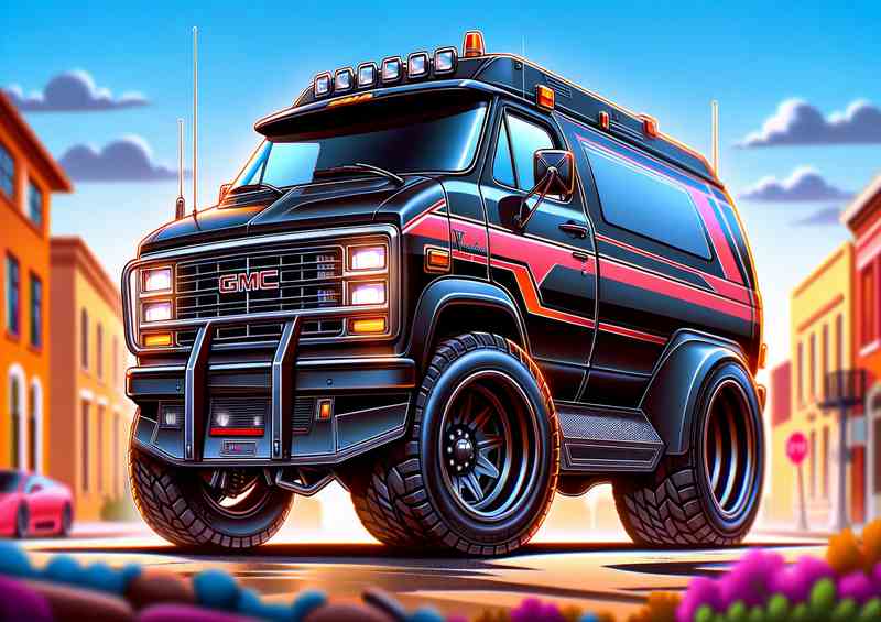 GMC Vandura 4x4 style iconic black and red van