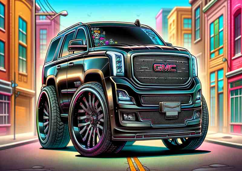GMC Yukon 4x4 Exaggerated Black Metal Poster