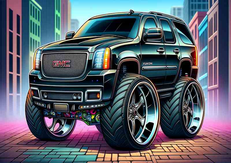 GMC Yukon 4x4 | Exaggerated Black Metal Poster