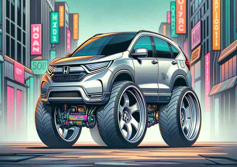 Honda CRV 4x4 Sleek Silver Metal Poster