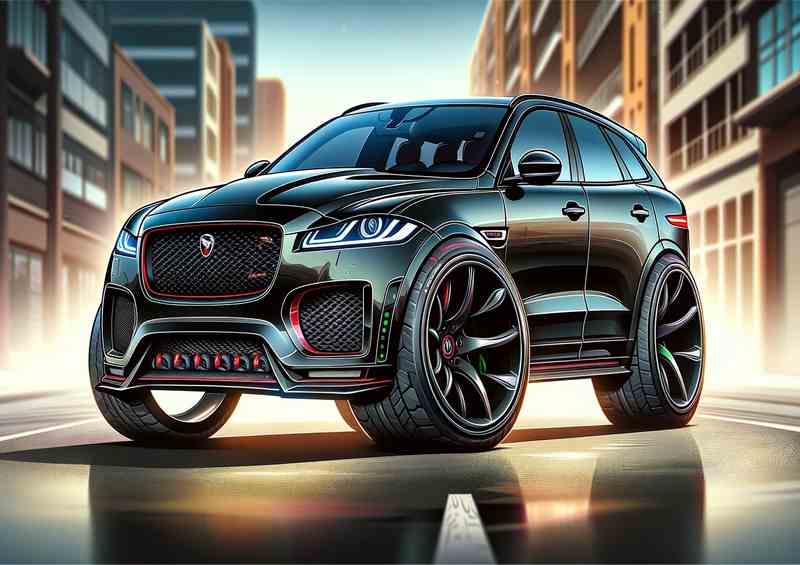 Jag F-PACE 4x4 Style Black Metal Poster