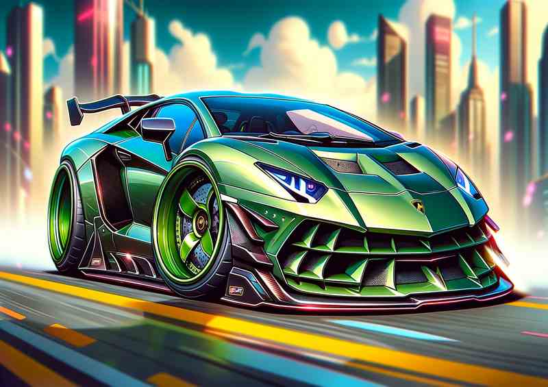 Lambo Avntr Grn Exagg | Mtl Poster