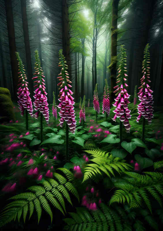Vibrant Pink British Foxglove Metal Poster