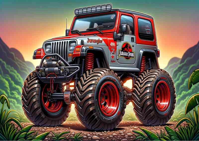 Little 4x4 painted in red style big wheels cartoon