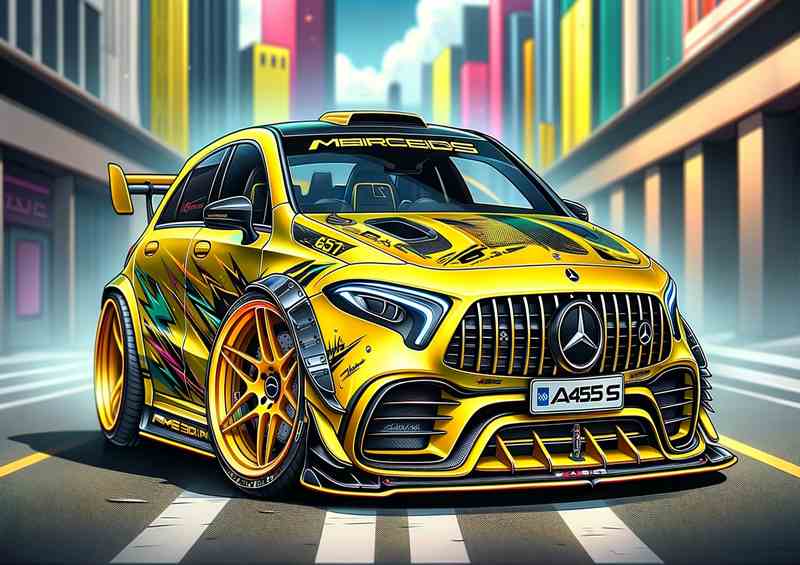 Mercedes AMG A45 S style in yellow
