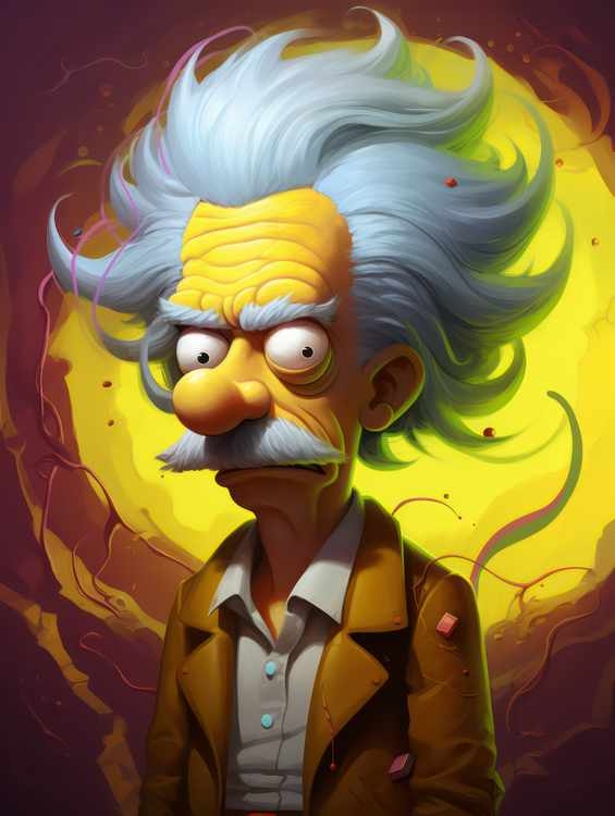 Albert Einstein Simpsons cartoon style