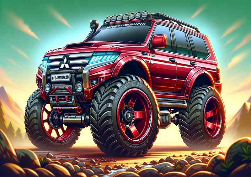 Mitsubishi Montero 4x4 style in maroon red
