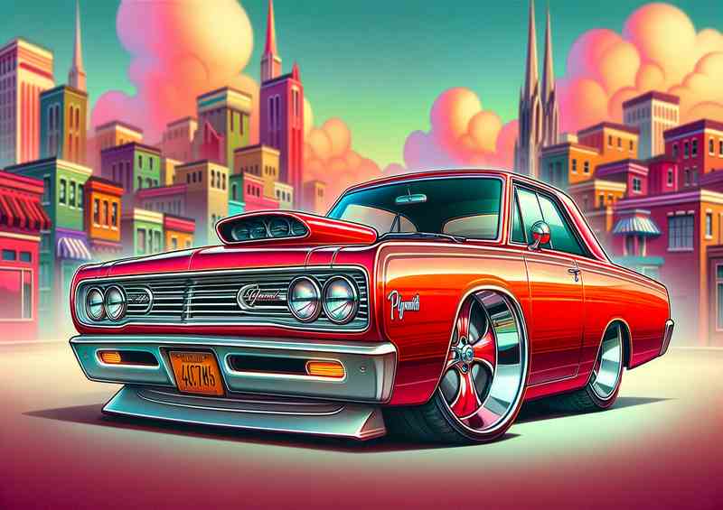 Plymouth Furystyle in red cartoon