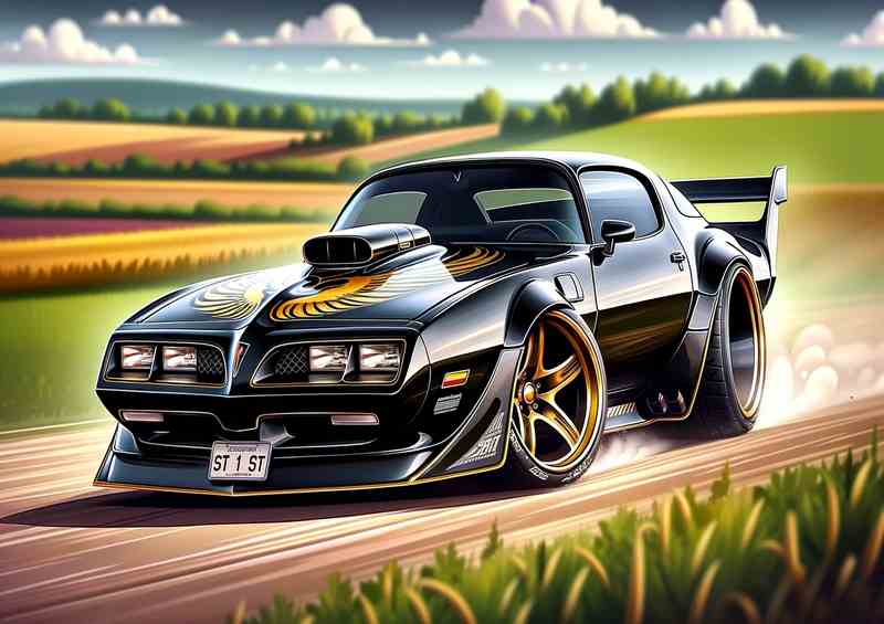 Pontiac Firebird Trans Am style cartoon