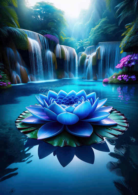 Blue Lotus Sky Reflections Metal Poster