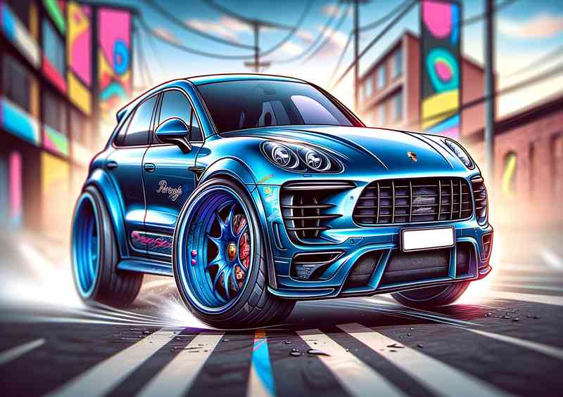 Porsche Macan 4x4 Blue Metal Poster