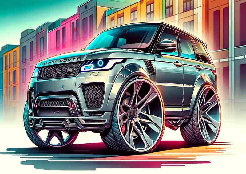 Range Rover Sport 4x4 style in silver cartoon