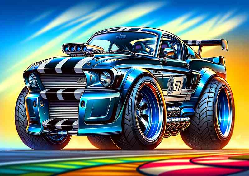 Shelby GT500CR style in blue with big wheels