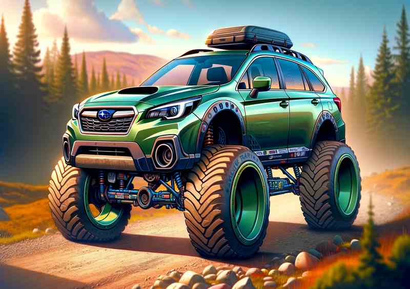 Subaru Outback 4x4 Green-Metal Poster