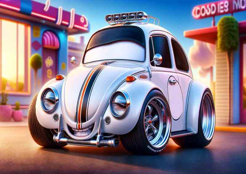 Volkswagen Beetle style painted in white