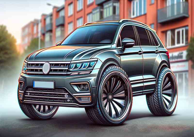 VW Tiguan Exaggerated Metal Poster