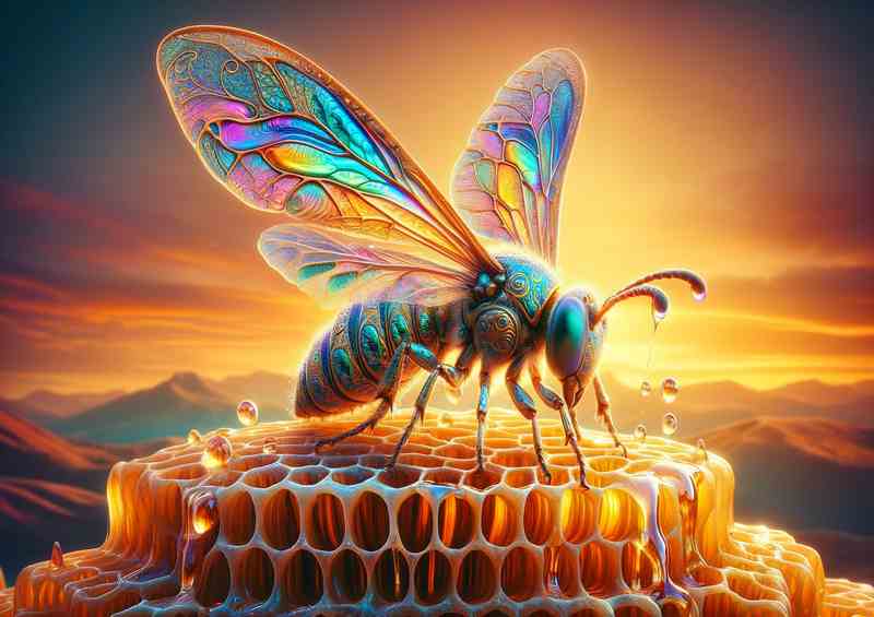 Ethereal Macro bee with the honey pot