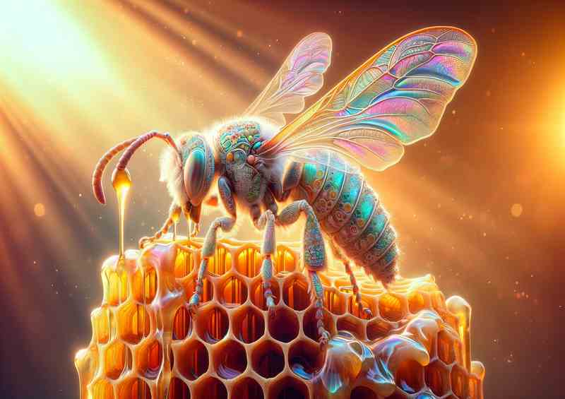 Macro Dreamlike Pollinator on Honeycomb