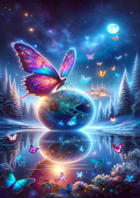 Magical Butterfly Fantasy World Illustration
