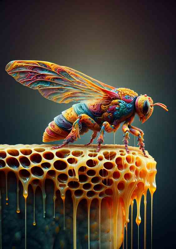 Surreal Insect Honeycomb Fantasy Creature