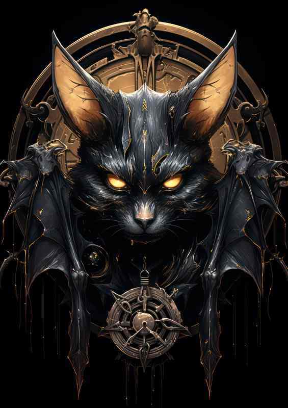 Master bat with pentagrams and the moon