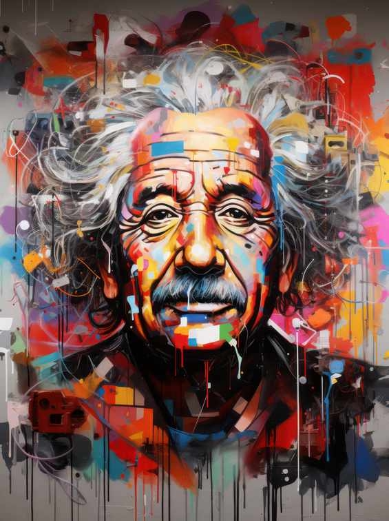 Albert Einstein graffiti style