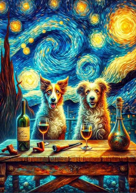 Dreamy Canine Wine Art