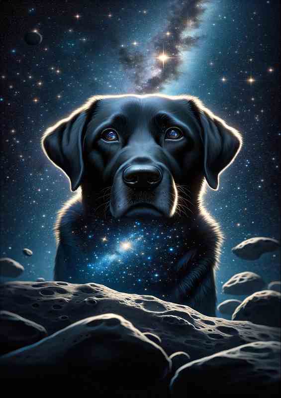 Cosmic Labrador Retriever with Stars in its Eyes