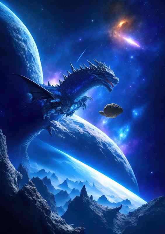 Mighty dragon flying throgh space