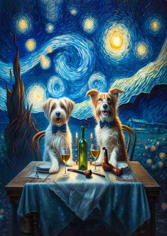 Night Canines Dreamy Artistic Interpretation