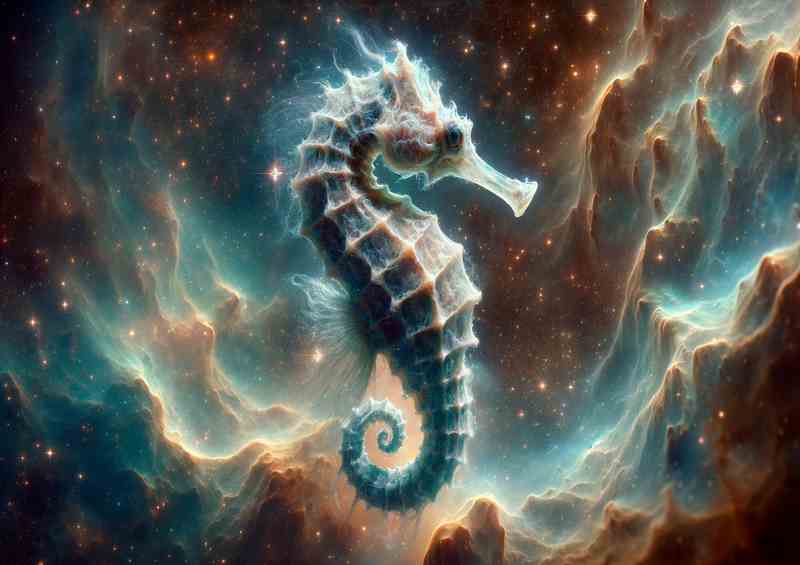 Nebula Seahorse Navigating the Cosmic Currents