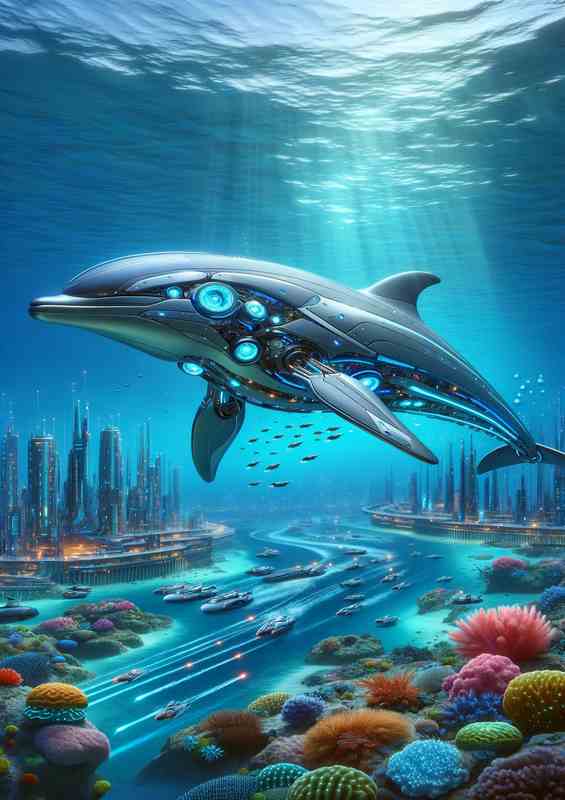 Futuristic Aquatic Guardian Oceans Mechanical Sentinel