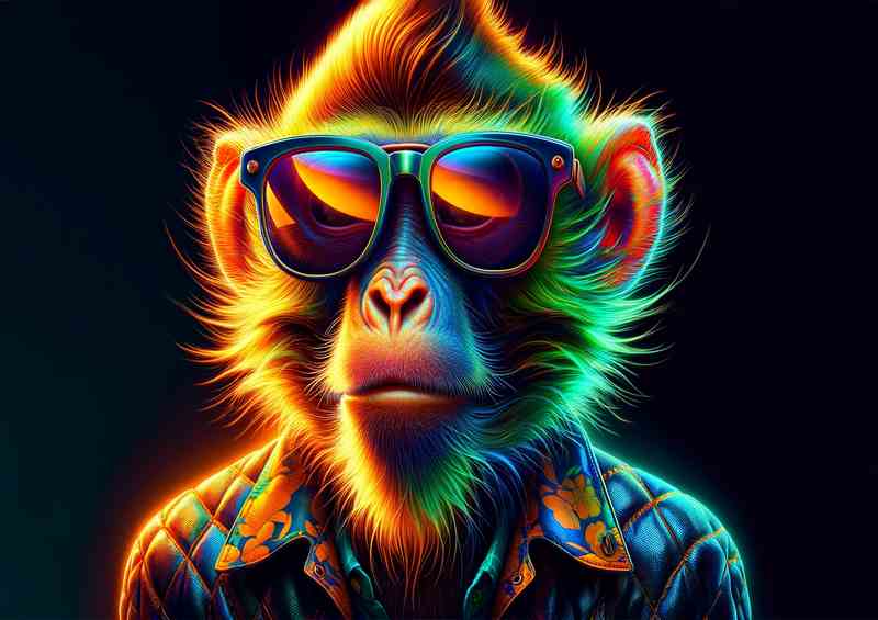 Stylish Primate Neon Colored Monkey