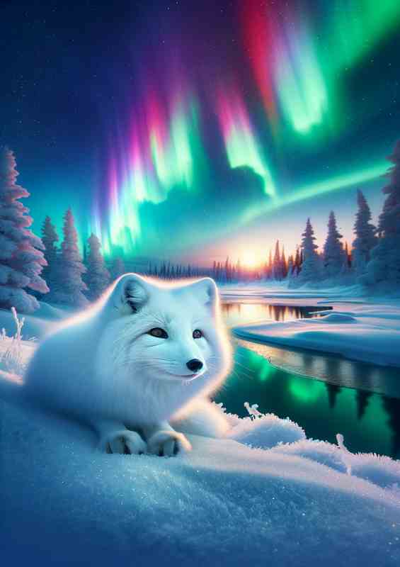 Arctic Fox Winter Wonderland in a snowy landscape