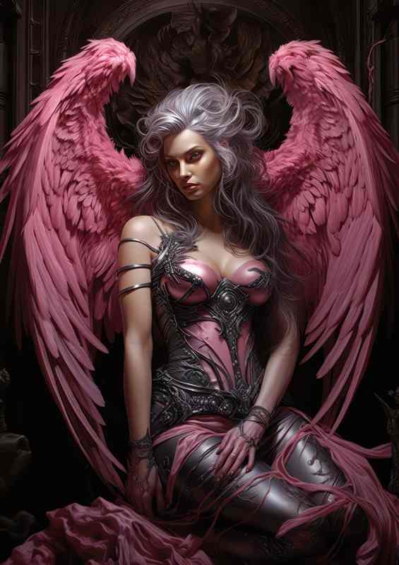 The Dark Angel with pink wings