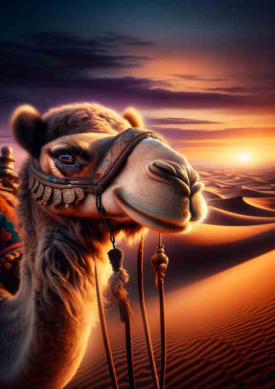 Desert Mirage A Camel Caravan at Twilight