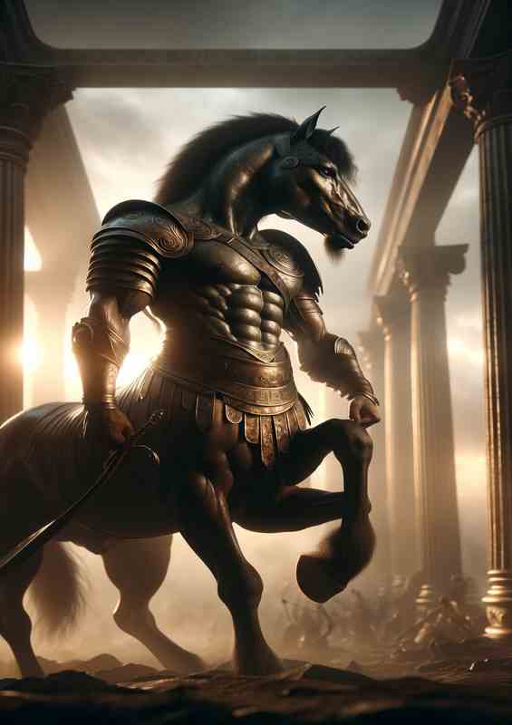 Dignified Centaur Warrior in Ancient Armor