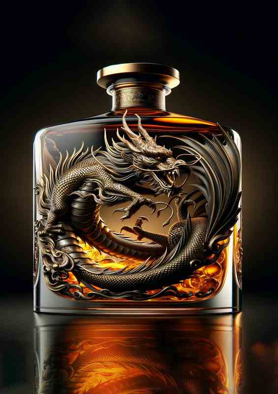 Dragon Sculpture in Whiskey Bottle