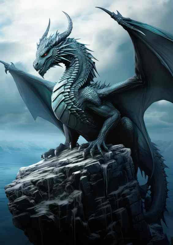 Dragon's Creation Metal Poster on Rocks