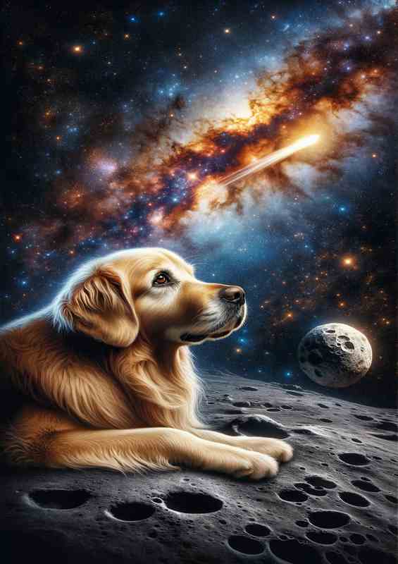Galactic Golden Retriever Gazing at a Comet