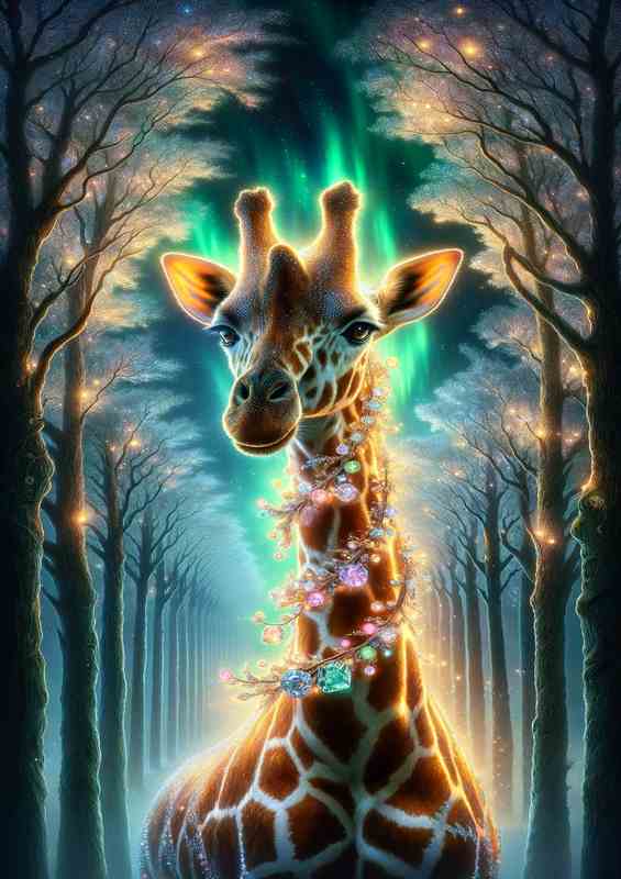 Glimmering Giraffe Aura enveloped in a fantasy aura
